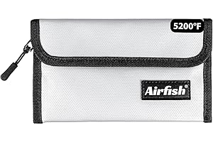 Airfish Bolsa de Dinero ignífuga 5 x 8 Pulgadas, Cartera ignífuga, Bolsa de Efectivo Impermeable con Cremallera, pequeña Bolsa de Dinero ignífuga para Objetos de Valor, Joyas, Monedas, Tarjetas-Plata