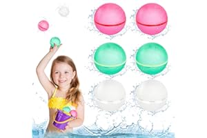 ACTOYS Globos de Agua, 6 Pcs Globos de Agua Reutilizables, Globos Agua Imanes Cierran, Globos de Agua Llenado Rapido Niño Adulto para Piscina de Verano, Playa y Juguetes para Fiestas Acuáticas