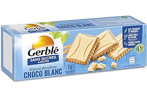 Gerblé Sans Sucres Ajoutés, Biscuit Fondant au Chocolat Blanc, Sans Huile de Palme, 12 Biscuits, 126 g, 210595