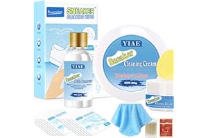 YIAE Kit de limpieza de tenis, limpiador de zapatos de primera calidad, limpiador de gamuza para eliminar poderosamente las manchas con crema de limpieza de tenis, removedor de manchas de tenis y