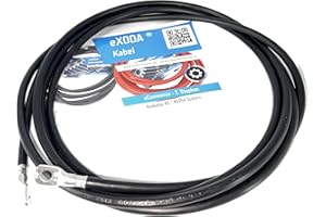 eXODA Câble de batterie 300cm câble d'alimentation en cuivre 10 mm² avec cosses à œillets M6