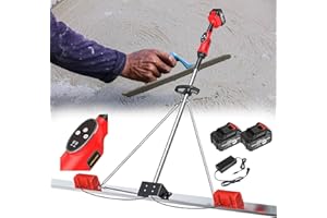 MOXAC Herramienta de vibración de Regla eléctrica Mejorada de 150 CM/180 CM para procesamiento de concreto, 6000 RPM, Herramienta vibratoria de Acabado de concreto, con batería de 2 * 25000mA,1.8m