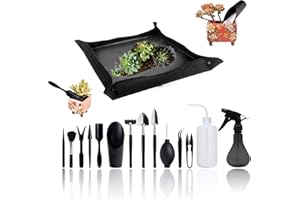 OPALTOOL Garden Succulent Tool Set, 14 Pieces Mini Garden Hand Transplant Succulent Tool with Plant Repotting Transplant Mat for the Care of Miniature Plants Indoors