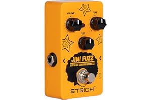 STRICH Jimi Fuzz Pedal – Mini Fuzz para guitarra eléctrica compacta, sonido clásico, True Bypass, vol/tono/controles de ganancia ajustables, Naranja