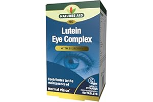 Natures Aid Lutein Eye Complex – With Bilberry, Zinc, Vitamins A B2 C E Riboflavin – Supports Normal Vision Maintenance & Eye Health – Vegan, Gluten-Free, Non-GMO - 90 Tablets
