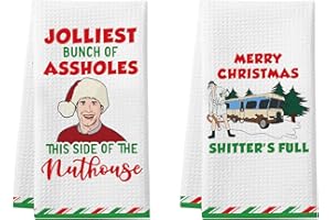 Cheroloven National Lampoon's Christmas Vacation Gift, 2 Pack Funny Christmas Kitchen Towels, Griswold Family Cousin Eddie Christmas Vocation Merchandise, Cute Christmas Home Decorations (Jolliest)