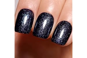 Firedeep Smalto Gel Blu Nero, 16ml Nero Profondo Viola Scintillante Colore Lucido Uv/Led Smalto Gel Per Unghie A Casa