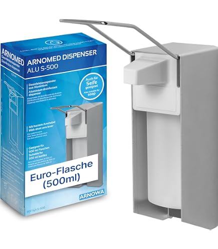 ingo-man classic 500 ml E 26 A/25 Seifen- und Desinfektionsmittelspender mit kurzem Bedienhebel, Aluminium silberfarbig eloxiert | Erste Hilfe Shop Austria