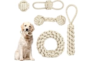 PIWOSGOL 5 Stück Hunde Kauspielzeug Seil, Geflochtene Hundeseile Spielzeug aus Baumwolle & Hanf, Hundespielzeuge Set, Interaktives Kauspielzeug für Welpen, Kleine, Mittelgroße Hunde