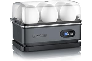 ‎ARENDO Arendo - Eierkocher Edelstahl mit Warmhaltefunktion - Kipp-Funktionsschalter mit Indikationsleuchte - frei wählbarer Härtegrad - rostfreier gebürsteter Edelstahl - BPA-frei - in Cool Grey