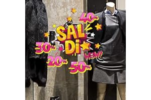 kina - UVSD0166 Vetrofania Trasparente Removibile Riposizionabile per Vetri Finestre Vetrine Negozi - Adesivi Saldi Estivi Invernali Sconti Occasioni - 2 fogli 45x35cm
