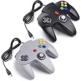 miadore 2X USB N64 Bit 64 Controller Joystick Gamepad für Windows PC Mac Raspberry pi3 Retro Pie (Grau/Schwarz)