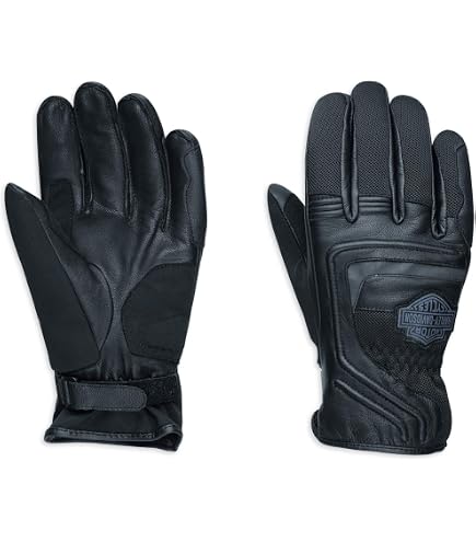 HARLEY-DAVIDSON Herren Motorrad-Handschuhe Metropolitan mit Touchscreen Handyhandschuhe Biker Schutz Leder-Handschuhe, Schwarz, XL Auto & Motorrad