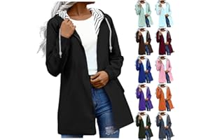 GENERIC Waterproof Jacket Lightweight for Women Windbreaker Coat Long Sleeve Full Zip Raincoat Ladies Jackets Windbreaker with Hood Casual Rain Coat for Hiking Walking Cycling Outwear