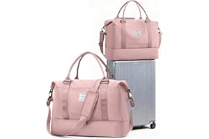 SEAFEW Sac de Voyage pour Femme,Cabine Avion Easyjet Bagage à Main Léger,Sac fourre-Tout de Sport Imperméable pour Week-End avec Compartiment à Chaussures pour Travel Gym Danse,A3 Rose