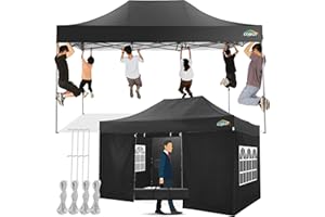 COBIZI Carpa Plegable 3x4,5 con 4 Pared Lateral,Cenadores para Jardin,Impermeable Carpa,Pergola de Jardin,Carpas para Exteriores Fiesta Camping Playa Reception(3 por 4,5m Negro)