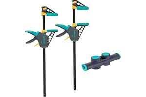 wolfcraft XL-Einhandzwingen-Set - 8624000 - flexible Spannweiten von bis zu 1060 mm - Spannkraft 120 kg - 2 Einhandzwingen PRO L + Connector