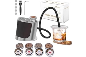 BORUIT Cocktail Smoker Kit Rechargeable-Adjustable Smoking Gun with 3 Settings, Auto Shut Off and 4 Flavors Wood Chips with smoked old fashioned kit - Whiskey Gifts for Men, Dad, Husband(White)