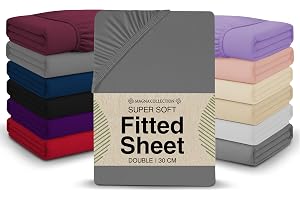 Double Fitted Sheet - 135 x 190cm with 30cm Deep Pocket, Soft Brushed Microfibre, Wrinkle-Free, Easy Care, Fade & Shrink Resi