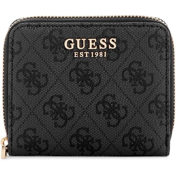 GUESS Women's Dilla Large Zip Around Wallet - Black Quilted PU, Detachable Wrist Strap, Multiple Card Slots