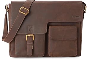 LEABAGS Bolso para Hombres y Mujeres | Bolsa de Portátil de Cuero Genuino 13 Pulgadas | Bolso Bandolera con Correa | Bolso de Hombro | Bolsa Mensajera | Bolsa de Trabajo