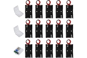 GTIWUNG 15 Stück 2AA Batteriehalter Gehäuse Kunststoff Halter Akku Batteriefach Battery Holder für 2 x 1,5V AA Batterie Halterung 3V mit Anschlusskabel 2 Solts + 3 Stück Aufbewahrungsbox Transparent