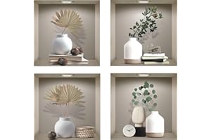 ANHUIB Sticker Muraux 3D de Salon,Autocollant Mural Plante,Décoration Murale 3D Autocollants Plante,Sticker Mural Feuille Verte 3D,DIY Autocollants de D'art Vase Chambre à Coucher Salle de Bains Décor