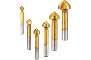 LAOYE 6Pcs Svasatore per Metallo Legno in HSS Titanio Rivestito 90°Gradi con Codolo Esagonale Punta 6,3mm 8,3mm 10,4mm 12,4mm 16,5mm 20,5mm