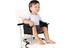 TOOGEL Rehausseur de Chaise Enfant, Siège de Table Bébé Portable Pliable avec Ceinture De Sécurité Siège Nomade Amovible Chaise Booster Hauteur Réglable pour Enfant en Bas Age (Noir)