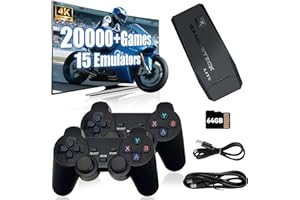 XIXIMENG M8 Console de Jeu rétro sans Fil 64G,20000+ Jeux,15 émulateurs,4K Game Stick HDMI Sortie Console Retro Gaming avec Contrôleurs sans Fil 2.4G,Cadeau pour Noël,Plug and Play Arcade Console de Jeu vidéo
