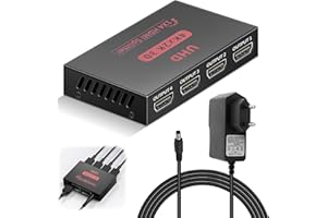 HEMLOSK Splitter HDMI 1 Entrada 4 Salidas 4K 3D, Duplicador 1x4 con Resolución 1080P y 4K@30Hz, HDMI Divisor, Switch, Compatible con PS4, Xbox, HDTV, DVD, Monitor, Proyectores