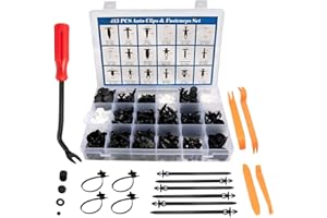 MUSCCCM Befestigung Clips Kfz Werkzeug 450 Stück Universal Türverkleidung Plastikschrauben Auto Kunststoff Klammern Stoßstangen Befestigung Clips Set mit Entfernungswerkzeug Kabelbinder und Schwammig Kissen