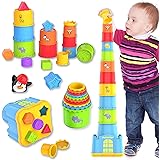 MOONTOY Giocattoli Bambino 1 Anno,Montessori Giocattolo per Bambini Ragazzo Ragazza,Blocchi Colorati per Insegnare Forme, Num