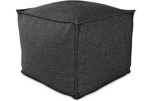 Deshome - Pouf poggiapiedi 60x60x50 cm idrorepellente con imbottitura sfoderabile per esterno interno: Puff design per divano soggiorno camera da letto, Puff, Pouffe salotto Light Pouf (Nero grafite)