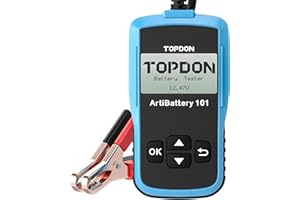 TOPDON AB101 - Batterietester kfz 12V, universal Autobatterie Tester für Kfz/PKW/Motorrad/SUV, Autobatterie Tester Zustand Starten & Ladesystem Testgerät, mit 6 Sprachen