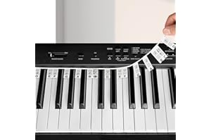 ELE ELEOPTION Removable Silicone Piano Notes Guide - Reusable 88 Key Full Size Piano Keyboard Note Labels, No Need Stickers, Keyboard Piano Note Strips with Box, Great Learning Tool for Beginners (Black White)