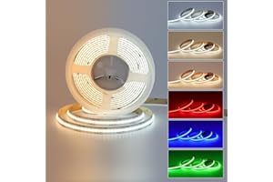 JOYLIT RGBCCT Striscia LED COB 24V 5M, RGB + 2700K-6500K Bianco Doppio 6 PIN Strip LED 840LEDs/M 21W/M Alta Luminosità 12MM Flessibile Multicolore Luce Strisce (Solo Striscia LED)