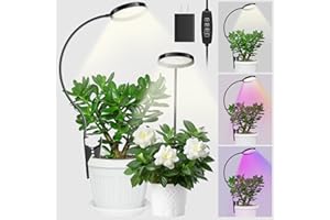 YUYMIKA 48 LED Luce per Piante, 6000K Timer 3/9/12H, 10 Livelli Luminosità, 3 Modalità, Spettro Completo, per Piante da Interno a Morsetto (2)