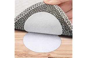 UoQo 20Pcs Rug Grippers for Laminate & Wooden Carpeted Floors, Washable Anti Slip Rug Grips, Non Slip Carpet Tape Sticker, Carpet Grippers for Rugs on Top of Carpet, Couch Cushion, Diameter 60mm