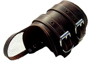 LEDERECKE KONSTANZ Leder-Bandage für Umfang 20-25 cm/Seite-Links Dunkelbraun Lederarmband mit Daumenschlaufe Handgelenk-Schoner -Stütze Lederarmband