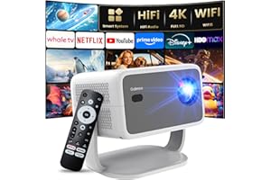 GAIMOO 4K Proiettore [Auto Focus/Base Girevole a 360°] Proiettore con Wifi e Bluetooth 1080P Nativo Proiettori One-Click Use YouTube/D+, Smart Home Outdoor Proiettori