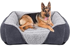 JOEJOY Legowisko dla psa, dla dużych psów, legowisko, nadaje się do prania, puszyste, antypoślizgowe, legowisko dla psa, wygodne, antystresowe, XXL, dla dużych psów i kotów, 112 x 84 x 23 cm, szare