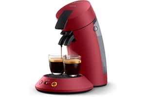 Philips SENSEO Original Plus Cafetera de Monodosis, Selección de Intensidad, Tecnología Coffee Boost, Bajo Consumo, 1 o 2 Tazas de Café, Rojo Oscuro (CSA210/91) [Clase de eficiencia energética A]
