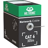 Mr. Tronic Bulk Cat 6 Ethernet Cable 1000ft, Bulk LAN Network Cable for Fast &amp; Reliable Internet - AWG24 Cat6 Bulk, 1Gbps Int
