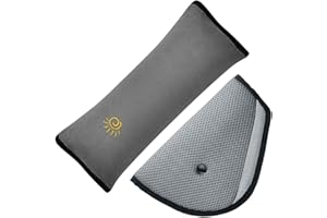 MAXIN Cuscino per cintura di sicurezza con regolatore, per bambini, regolabile, con protezione per le spalle Cuscino protettivo per cintura di sicurezza, marca Safter, per bambini. (Grigio)