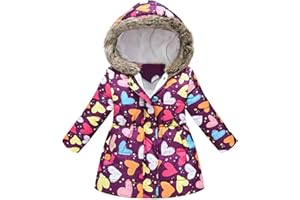 SoLu DAY8 Manteau Hiver Fille Chaude Capuche Zippée 2-8 ans Veste Polaire Enfant Fille épaisse Parka a la Mode Top Haut Fille Manche Longue Casual Sport Vacances Coupe-Vent