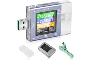 diymore USB Tester Messgerät USB Strommessgerät 1.44inch LCD 2-in-1 Digital Multimeter, Spannung Voltmeter, Leistungskapazität, Innenwiderstand des Drahtes, Power Meter mit Kurvenmessung