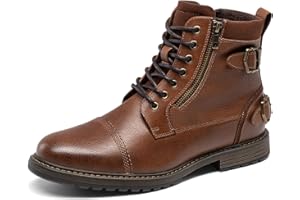 Bruno Marc Męskie buty motocyklowe, sznurowane, klasyczne buty motocyklowe, buty rekreacyjne, z bocznym zamkiem błyskawicznym