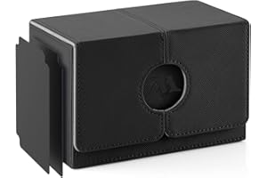 Pulchra Doble Deck Box para MTG Tarjeta, Magnetic Flip Box con 2 Divider & 1 Dice Tray - X-Tamaño Grande para 160+ Cartas - Maravilloso (Negro, XL)