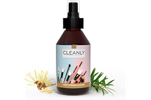 Cleanly Sminkborstrengöringsspray, skönhetssvamp, puderpuff - mjuk formula, grymhetsfri, doftfri tillagd, vegansk - makeupbor